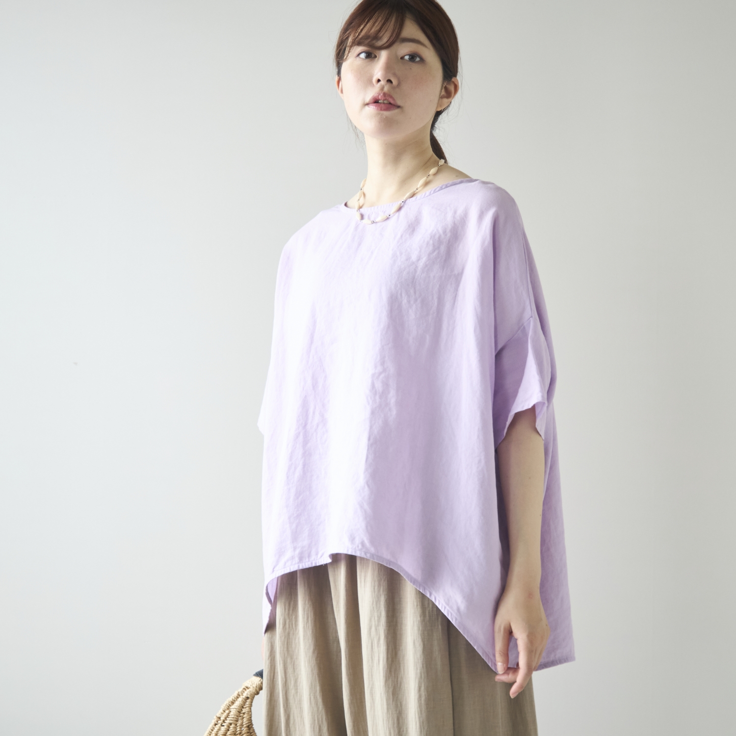 Kilka/涼しくて袖口から下着が見えにくいオーバーブラウス　リネン100